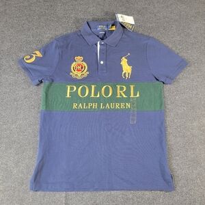 Polo Ralph Lauren Ruby Polo Mens Medium Slim Fit Blue Big Pony Crest Embroidered